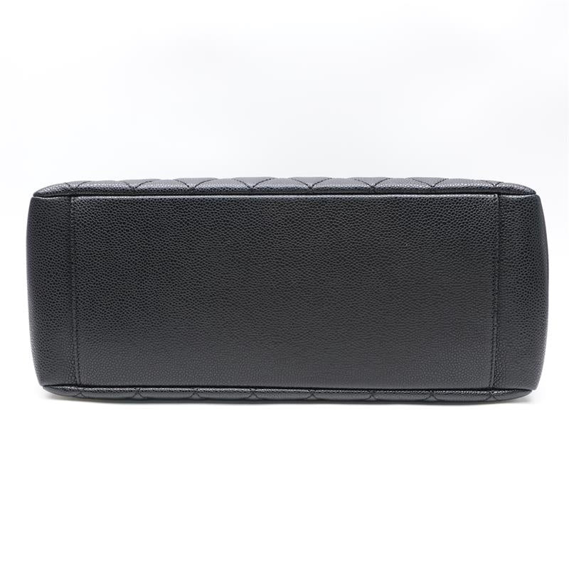 Chanel GST Black Silver Calfskin Quilted Shoulder Bag