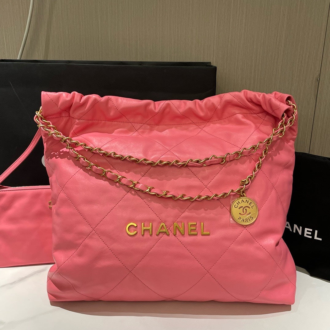 Chanel Bag Small Pink Leather Shoulder Bag Microchip #