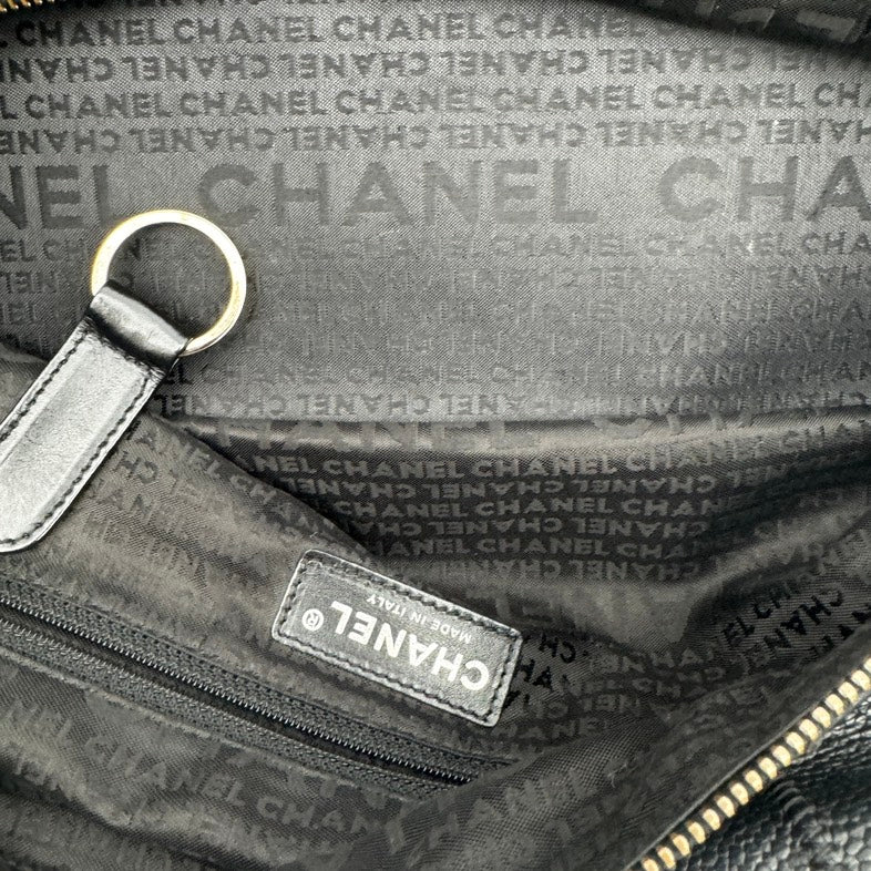 Chanel Black Leather Shoulder Bag Medium Size