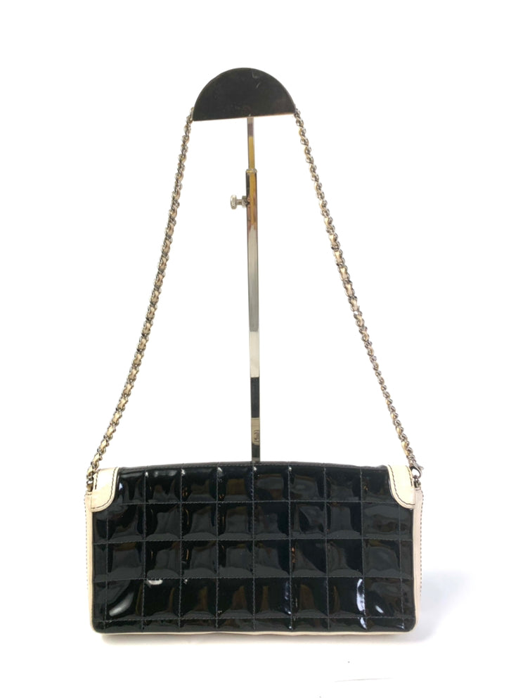 Chanel Black Patent Leather Gold Chain Flap Shoulder Bag