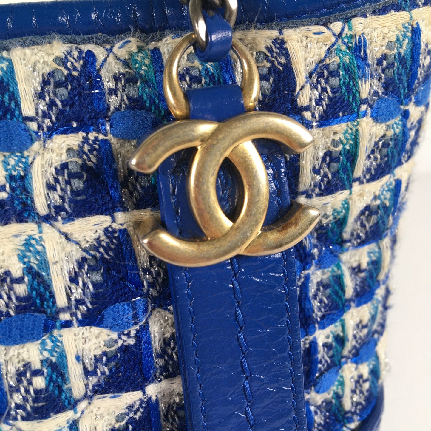 Chanel Gabrielle Small Blue Tweed Hobo Bag