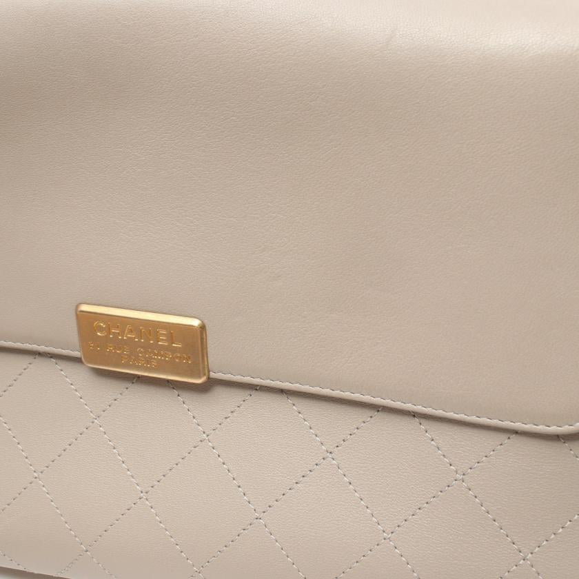 Chanel Matelasse Rue Cambon Chain Shoulder Bag Gray Lambskin Gold Hardware WAY