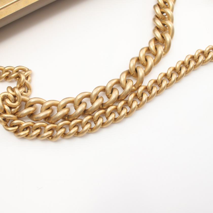 Chanel Matelasse Rue Cambon Chain Shoulder Bag Gray Lambskin Gold Hardware WAY