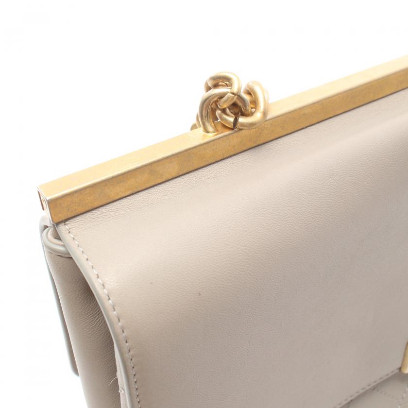 Chanel Matelasse Rue Cambon Chain Shoulder Bag Gray Lambskin Gold Hardware WAY