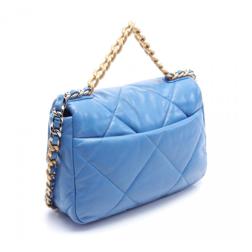 Chanel Matelasse Lambskin Light Blue Chain Shoulder Bag WAY
