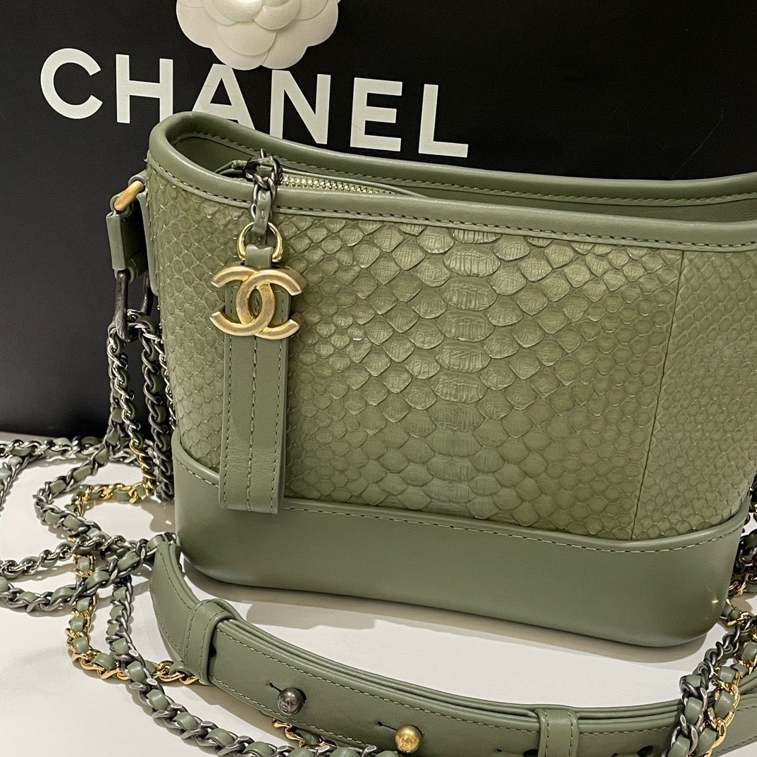 Chanel Gabrielle Small Green Snakeskin Shoulder Bag
