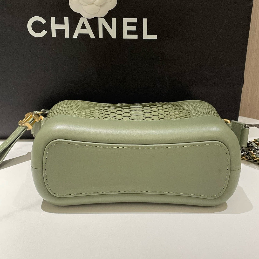 Chanel Gabrielle Small Green Snakeskin Shoulder Bag