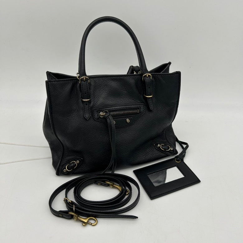 Balenciaga Black Leather Two Way Shoulder Bag Medium