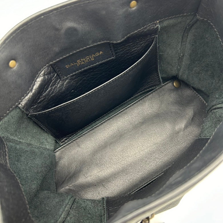 Balenciaga Black Leather Two Way Shoulder Bag Medium