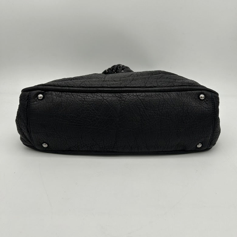 Chanel Black Leather Quilted Shoulder Bag Large Size