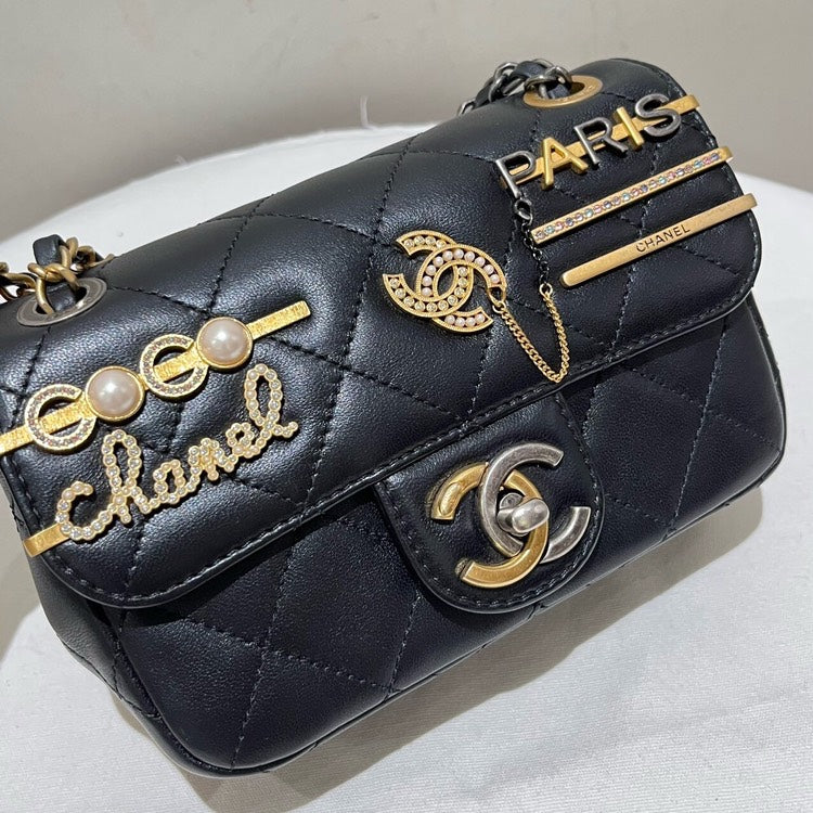 Chanel Coco Badge Limited Edition Black Quilted Leather Shoulder Bag