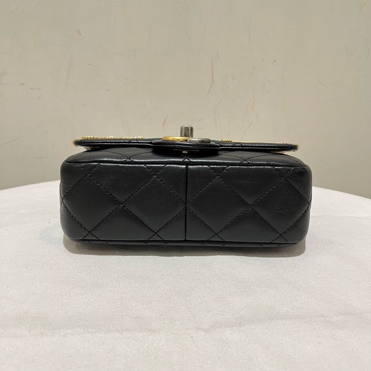 Chanel Coco Badge Limited Edition Black Quilted Leather Shoulder Bag