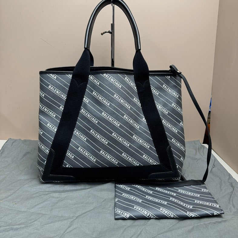 Balenciaga Canvas Leather Tote Bag Black Large