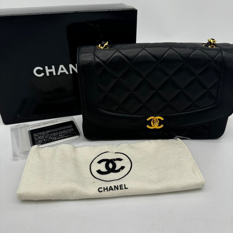 Chanel Black Quilted Leather Shoulder Bag Medium Size