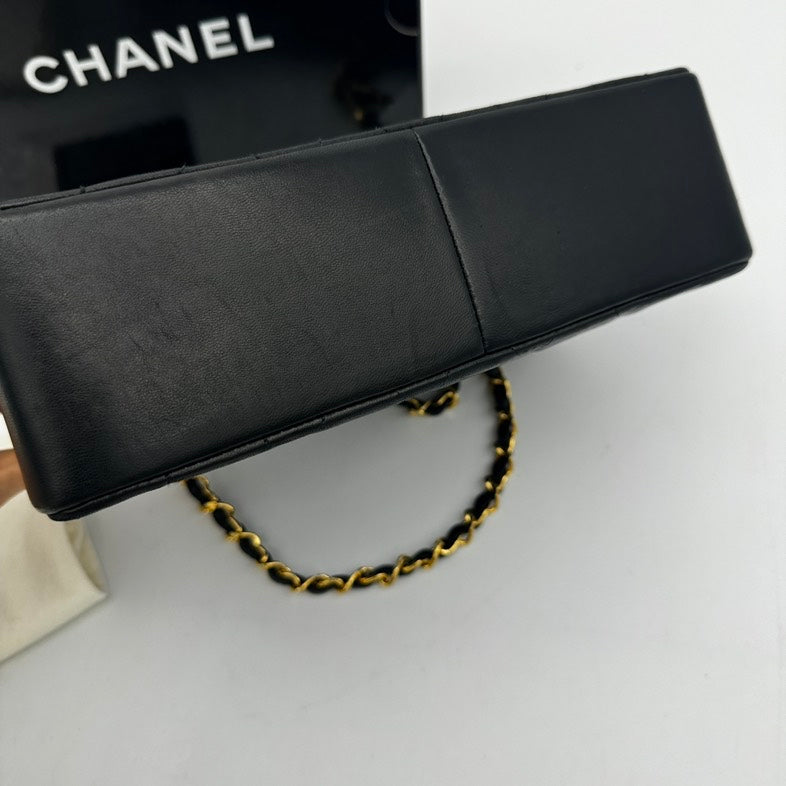 Chanel Black Quilted Leather Shoulder Bag Medium Size