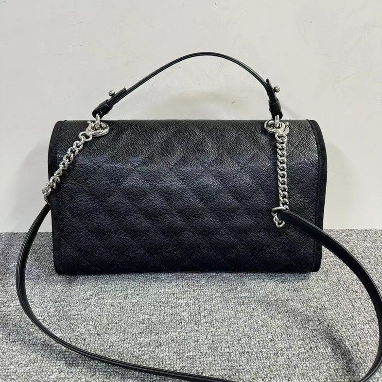 Chanel Black Caviar Leather Quilted Flap Shoulder Bag