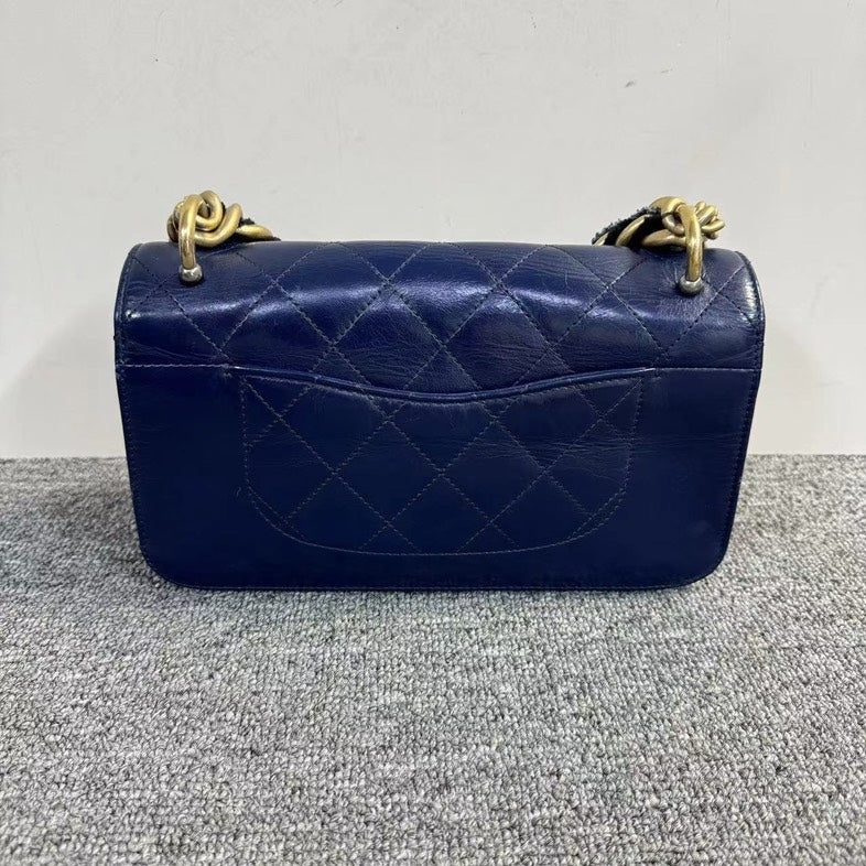 Chanel Navy Blue Quilted Leather Chain Shoulder Bag