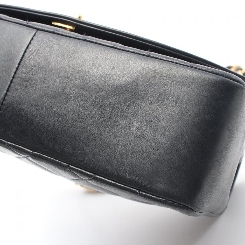 Chanel Matelasse Diana Flap Chain Shoulder Bag Lambskin Dark Navy Gold Hardware Vintage