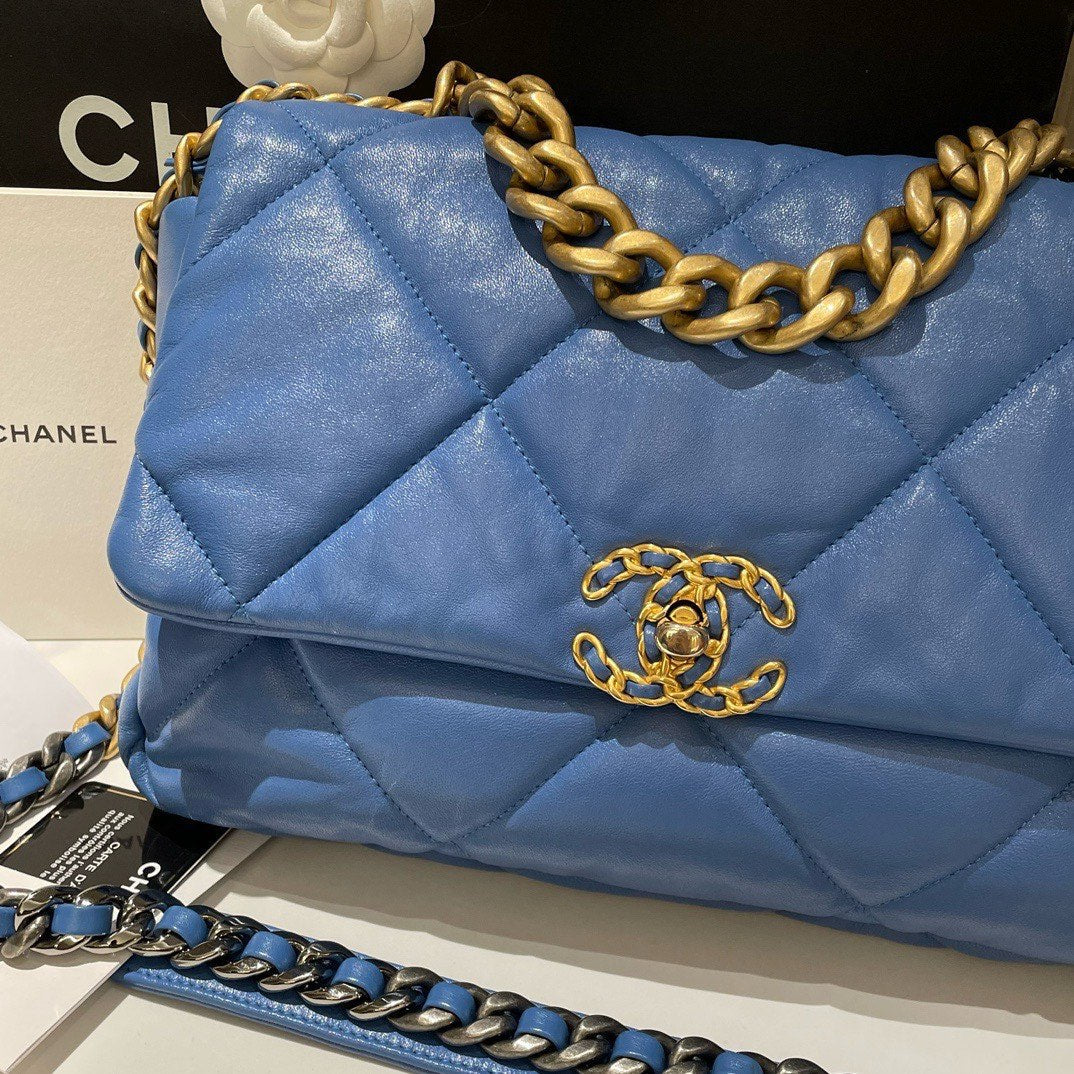 Chanel Medium Blue Quilted Leather Shoulder Bag cm