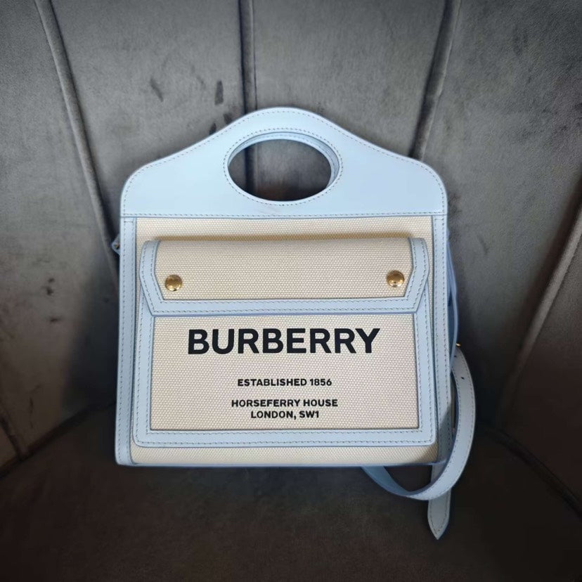 Burberry Tuscans Canvas Crossbody Bag Light Blue