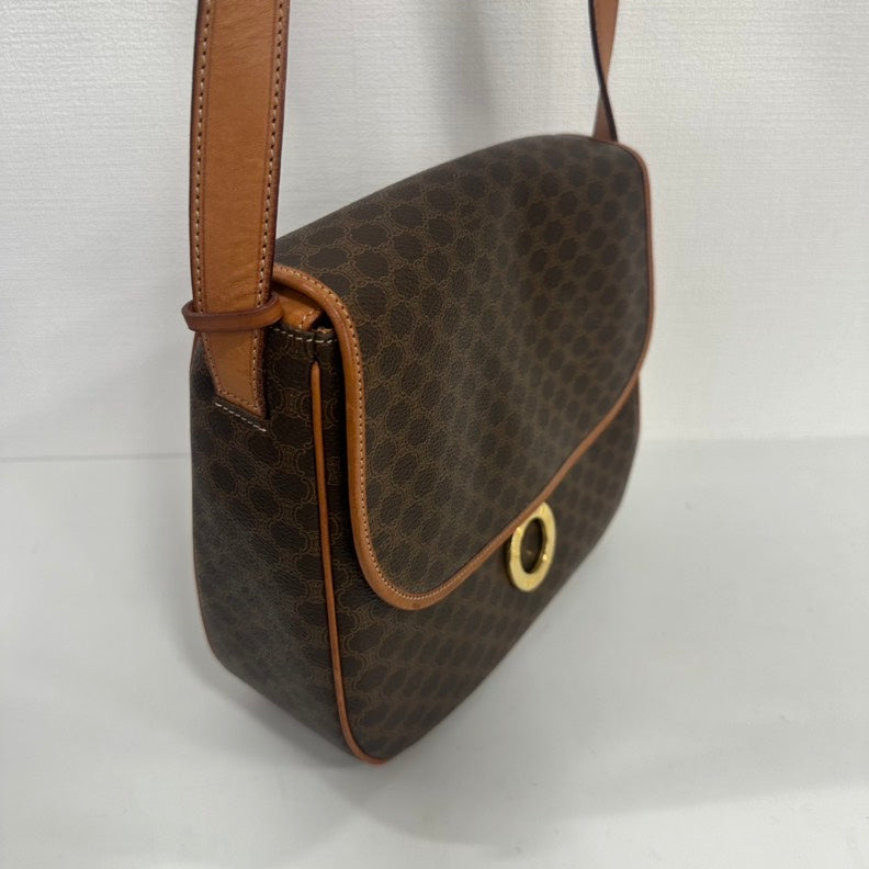 Celine Macadam Brown Leather Crossbody Bag Medium