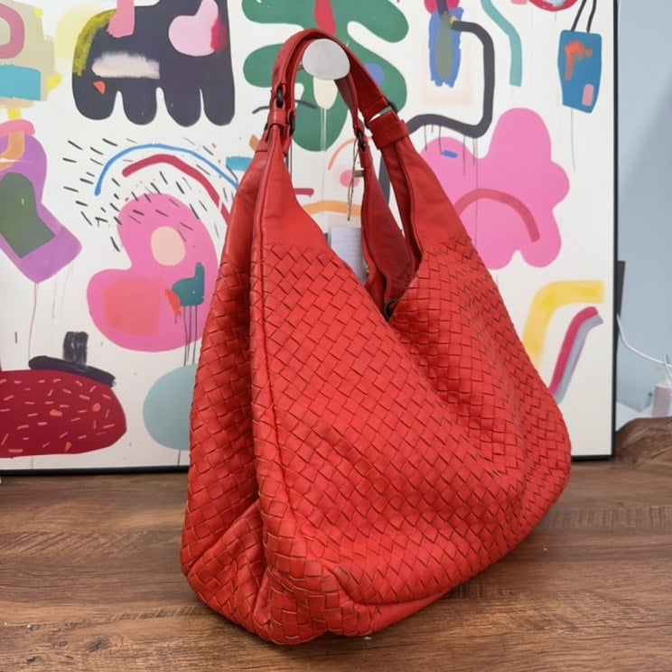 Bottega Veneta Red Leather Hobo Bag Large