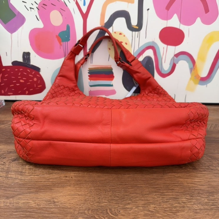 Bottega Veneta Red Leather Hobo Bag Large