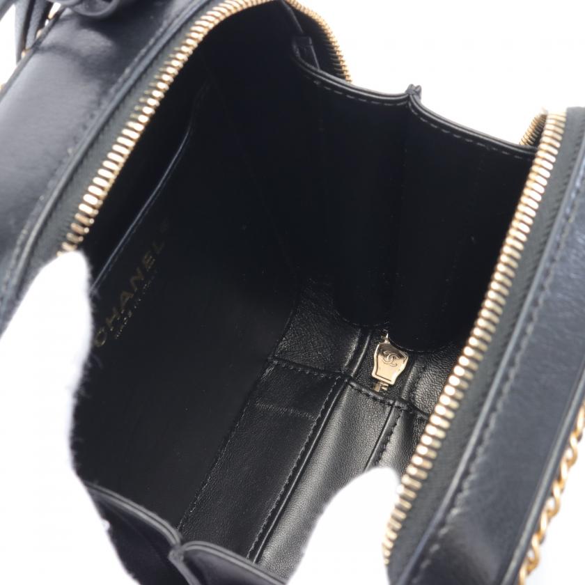 Chanel CC Figley Lambskin WAY Chain Shoulder Bag Black Gold Hardware