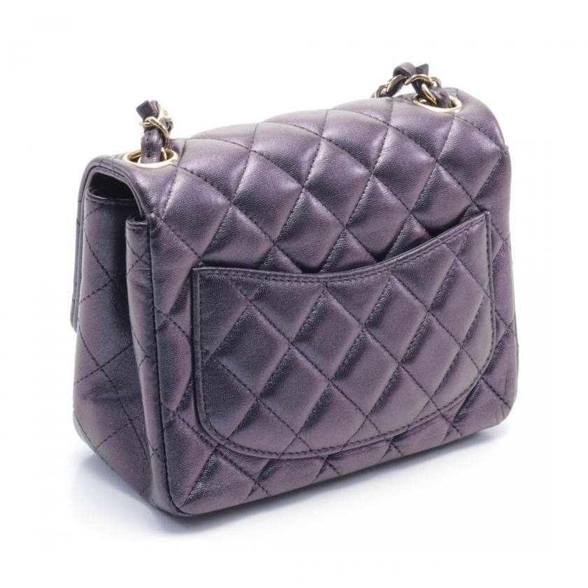 Chanel Mini Matelasse Navy Leather Chain Shoulder Bag Gold Hardware