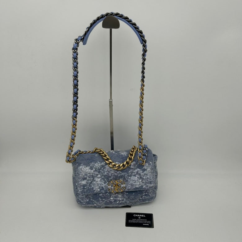 Chanel Canvas 2ways Bag Blue Flap Small