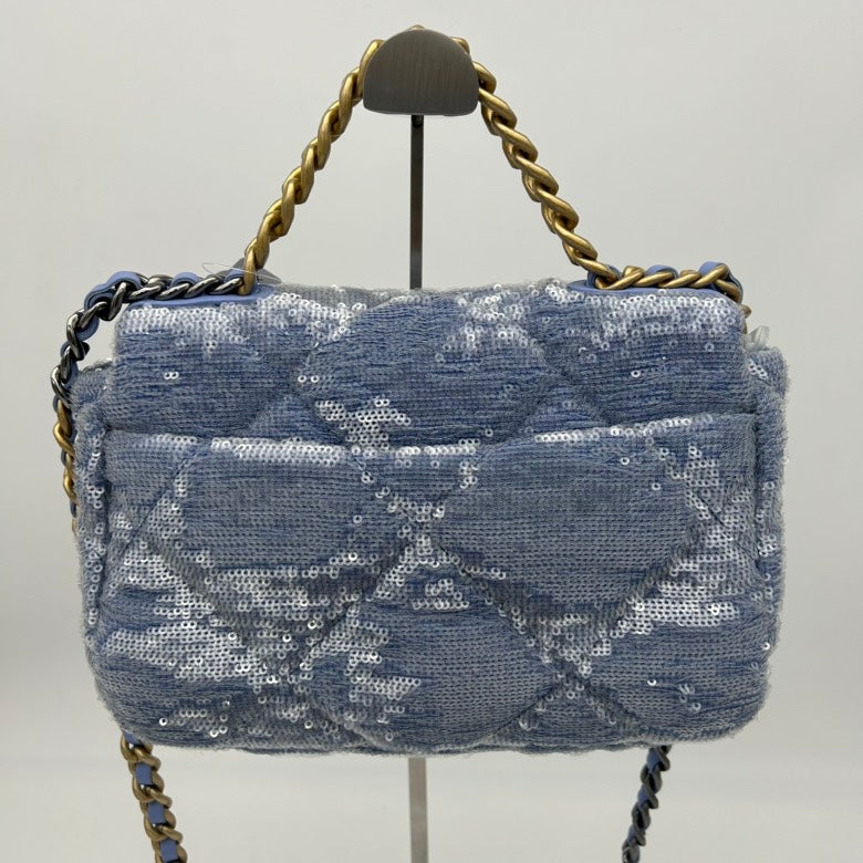 Chanel Canvas 2ways Bag Blue Flap Small