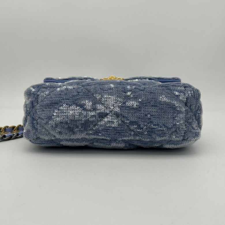 Chanel Canvas 2ways Bag Blue Flap Small