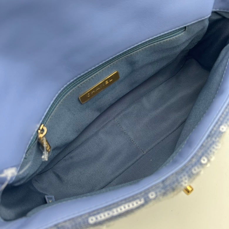 Chanel Canvas 2ways Bag Blue Flap Small