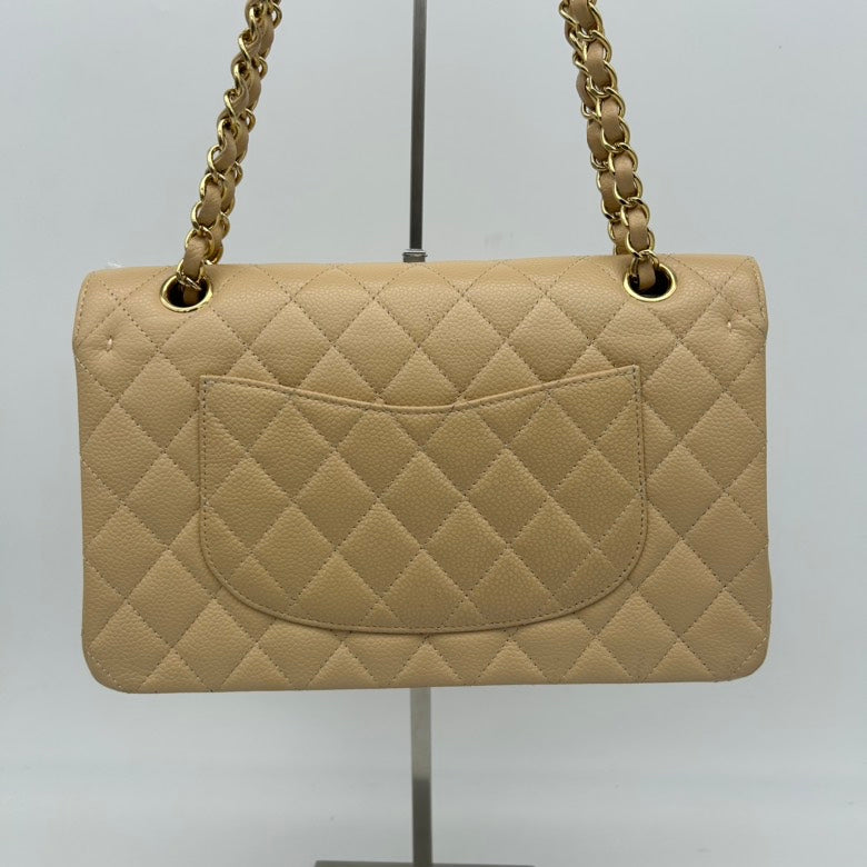 Chanel Beige Quilted Leather Shoulder Bag Medium