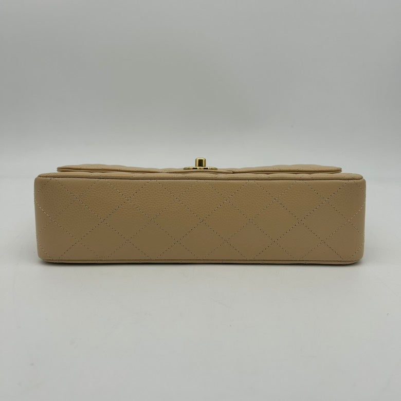 Chanel Beige Quilted Leather Shoulder Bag Medium