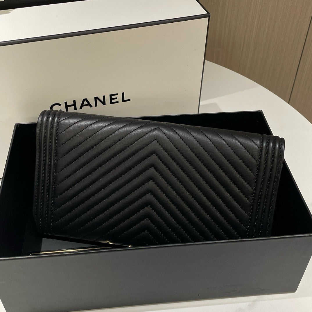 Chanel Boy Black Leather Wallet 2016