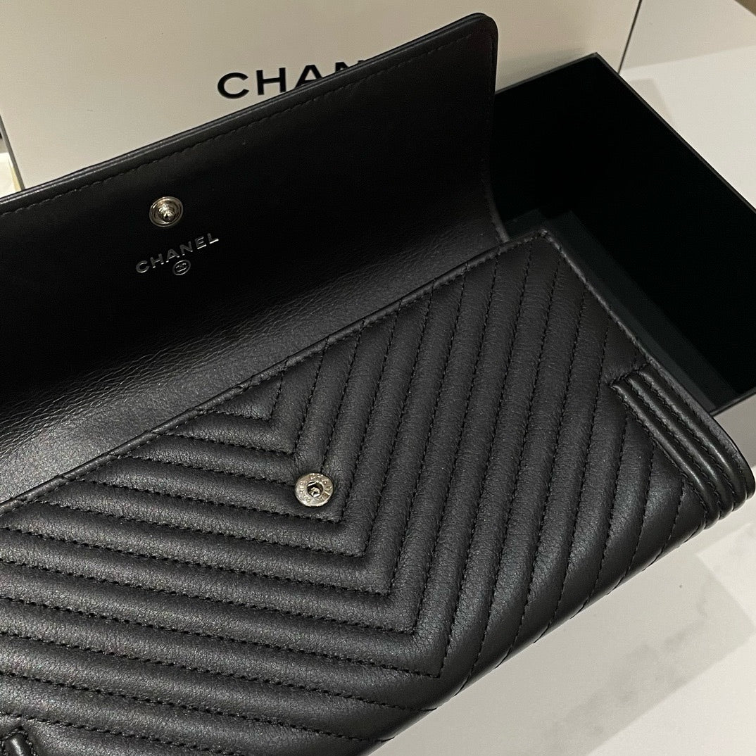 Chanel Boy Black Leather Wallet 2016