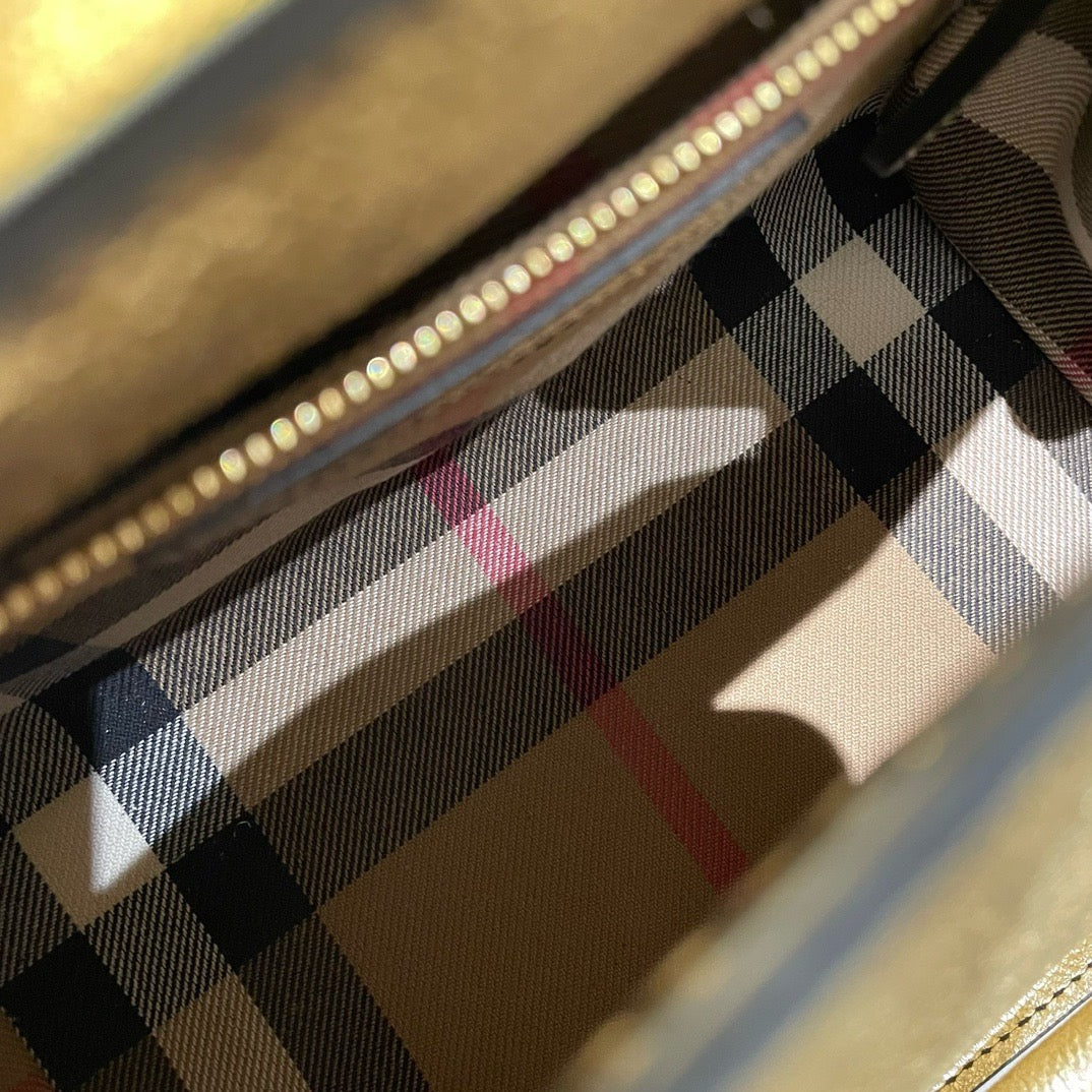 Burberry Gold Calfskin Crossbody Bag Medium