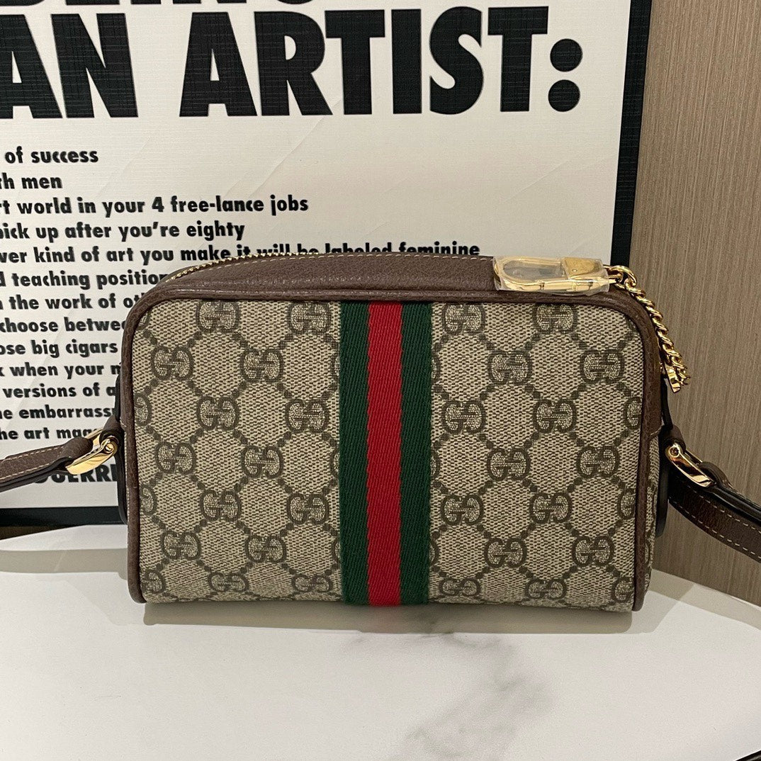 Gucci GG Supreme Camera Bag Beige Canvas Crossbody #12090