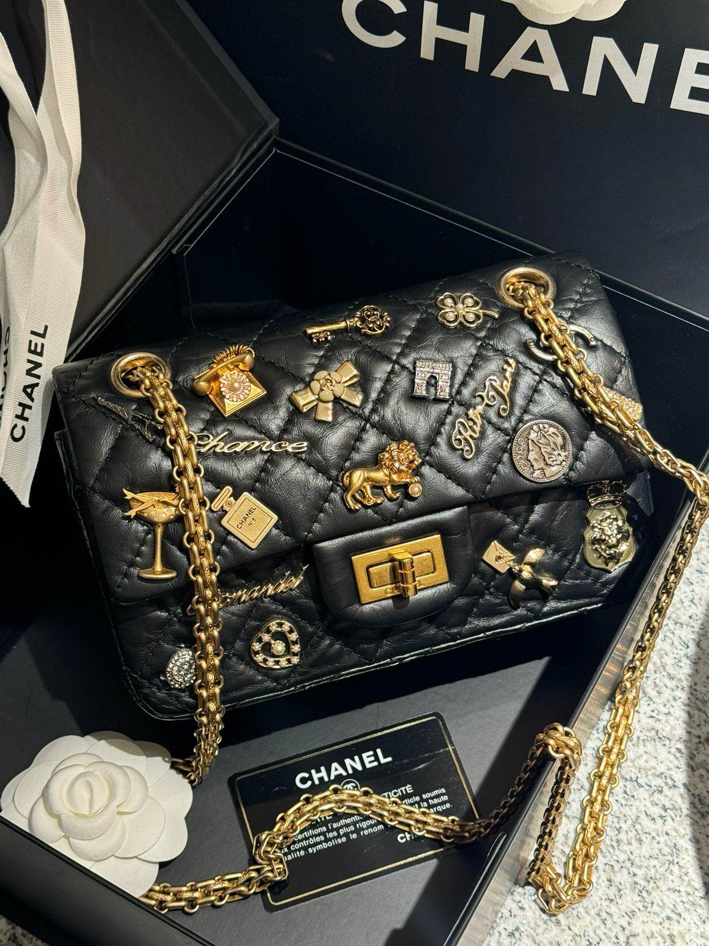 Chanel Lucky Charm . Mini Black Leather Shoulder Bag