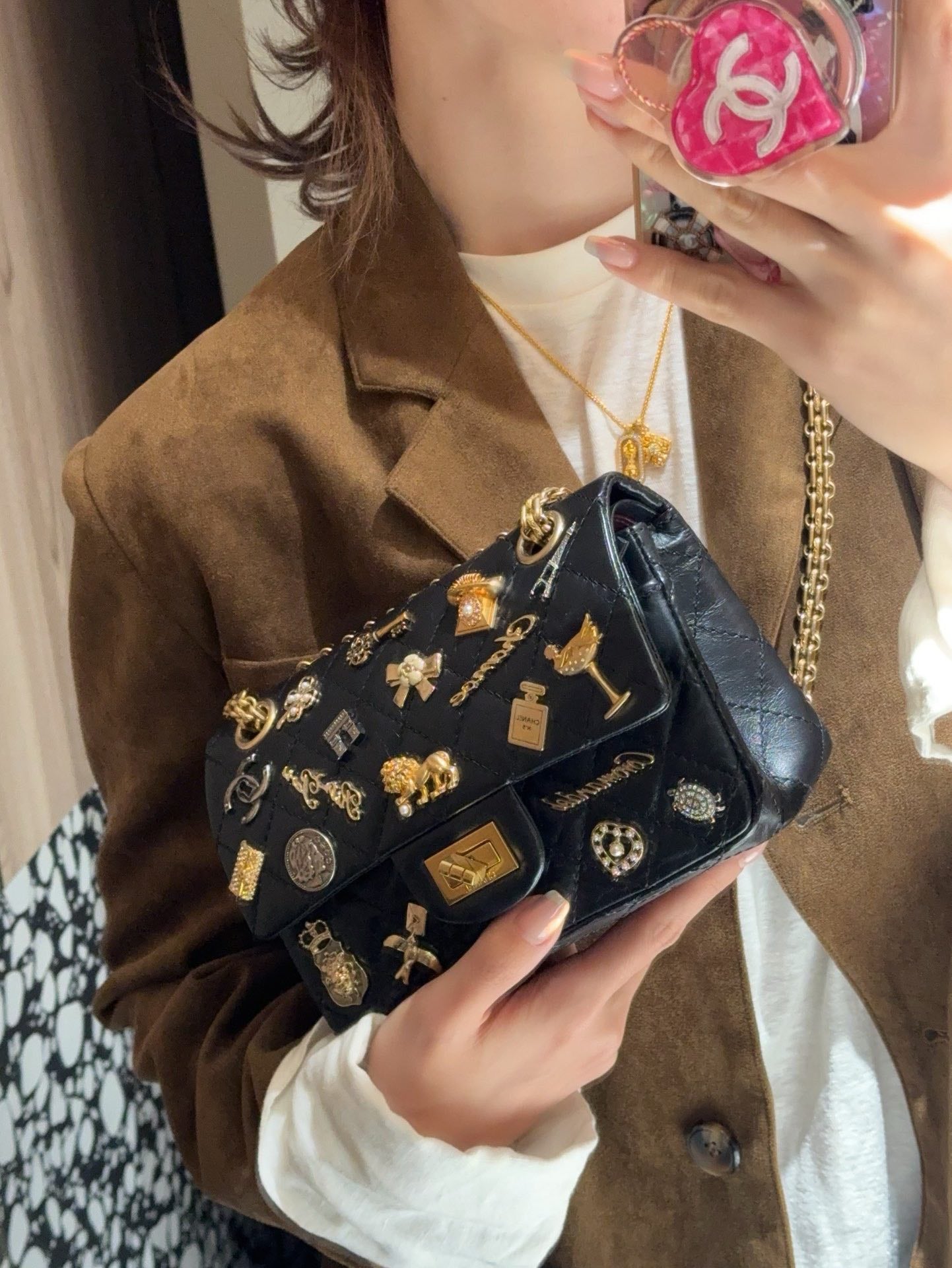 Chanel Lucky Charm . Mini Black Leather Shoulder Bag
