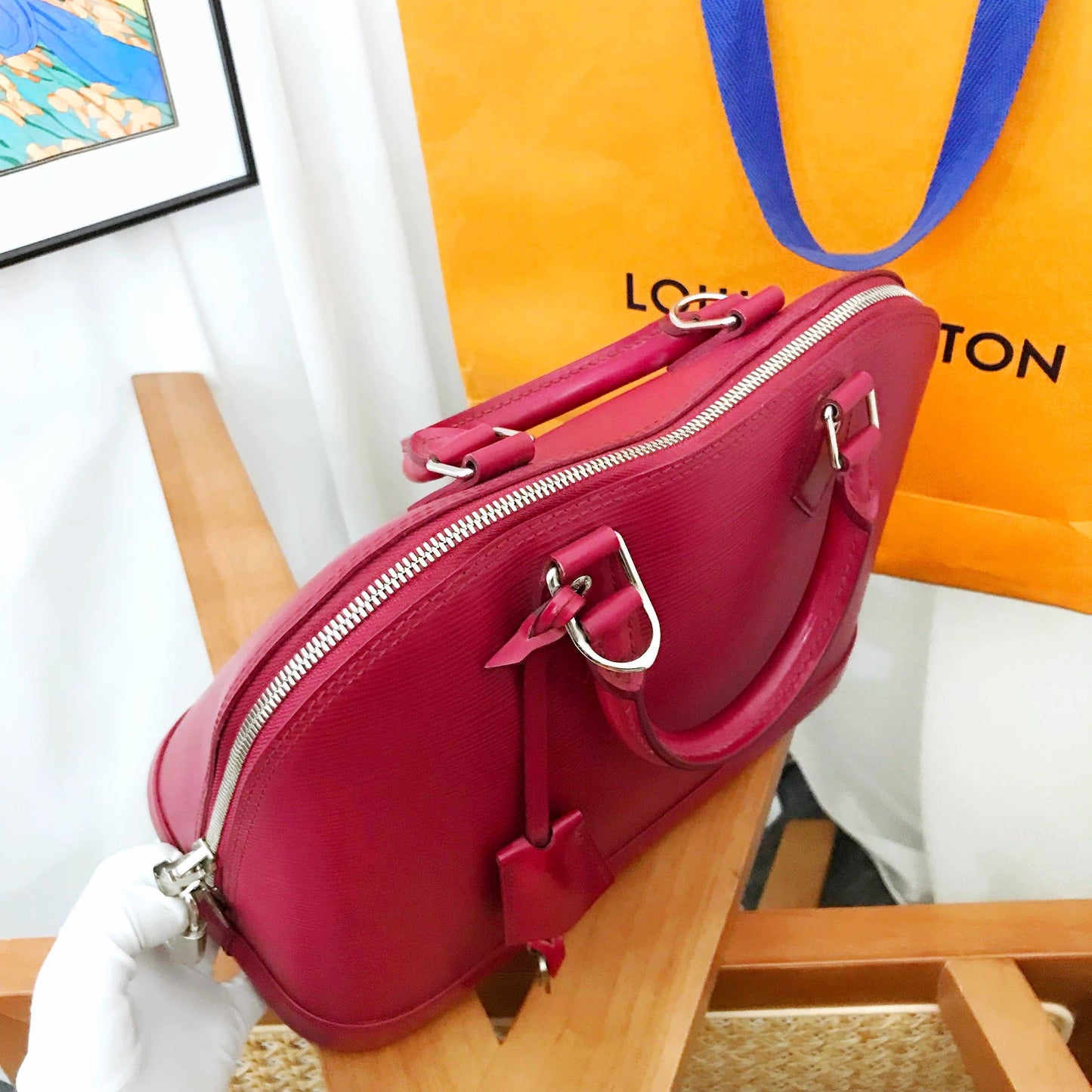 Louis Vuitton Epi Alma PM Raspberry Leather Handbag