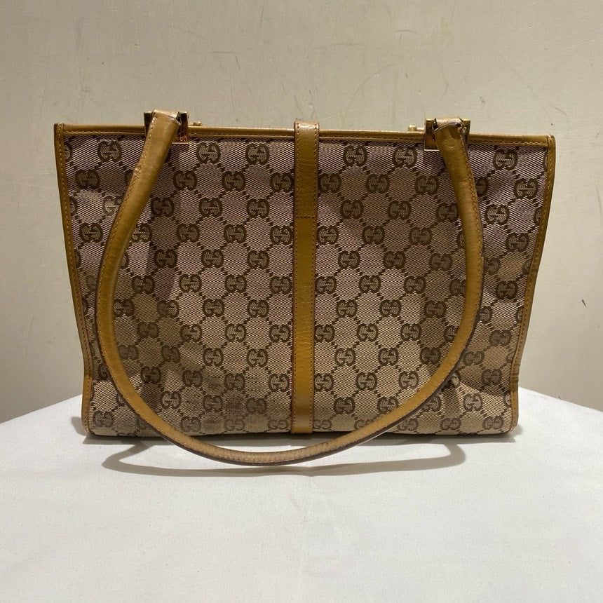 Gucci Monogram Beige Canvas Tote Bag Large