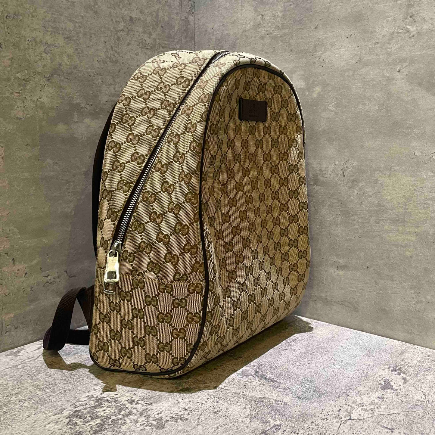 Gucci Monogram Beige Canvas Backpack Bag Medium