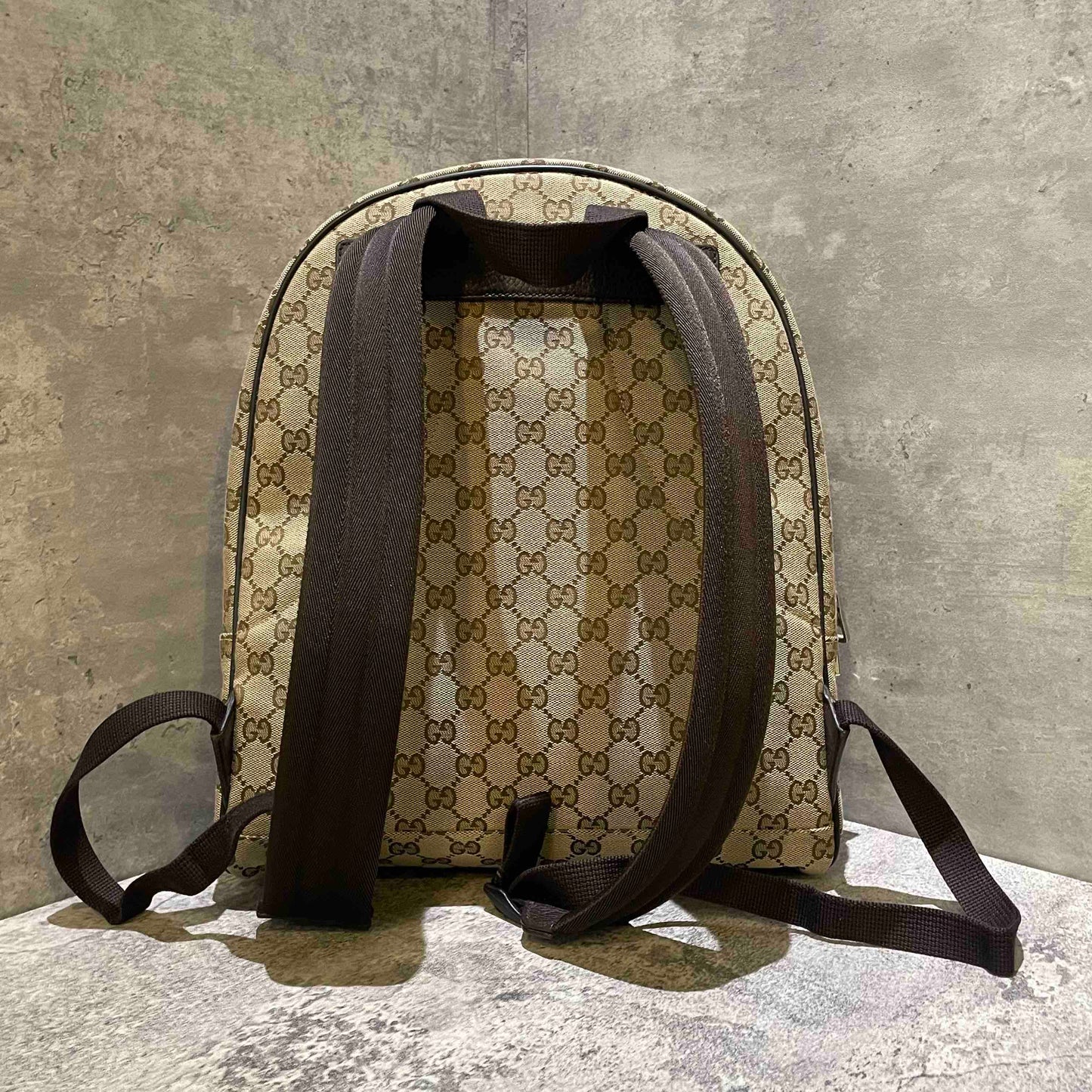 Gucci Monogram Beige Canvas Backpack Bag Medium