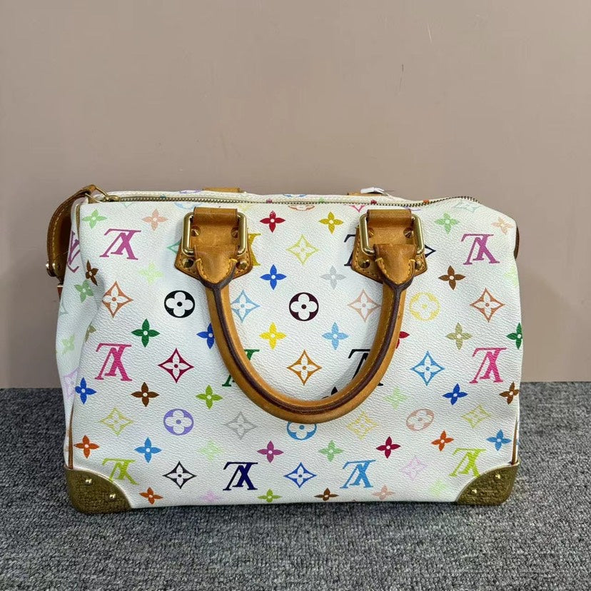 Louis Vuitton Multicolor White Speedy 30 Monogram Canvas Bag