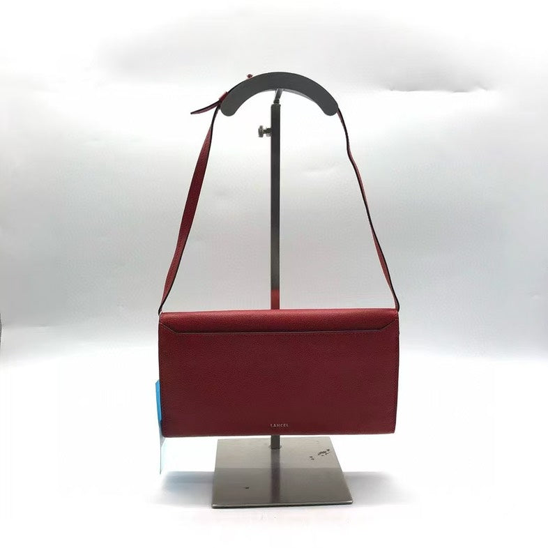 Lancel Red Leather Shoulder Bag Medium