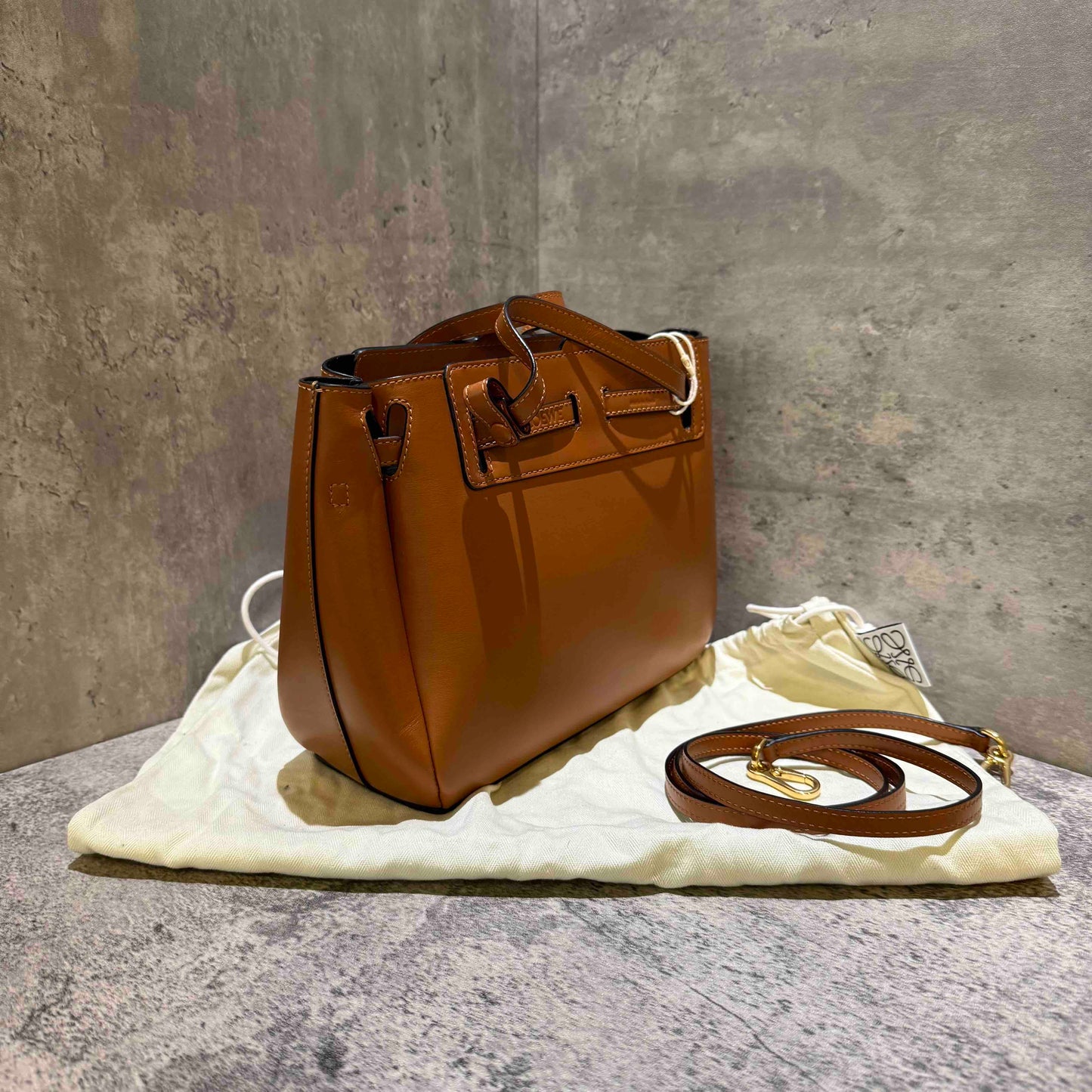 Loewe Leather Bucket Bag Tan