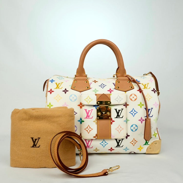 Louis Vuitton Monogram Multicolore Speedy 30 White Handbag