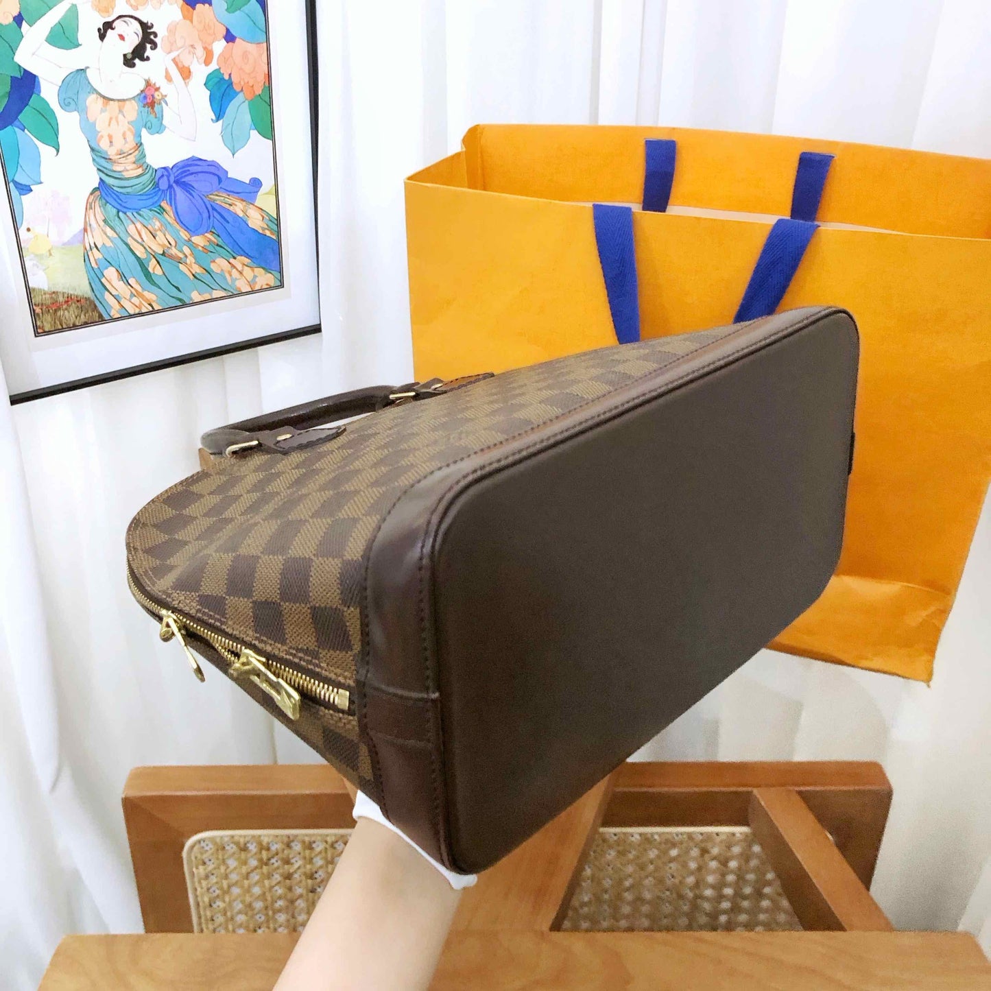 Louis Vuitton Alma Damier Ebene Tote Bag